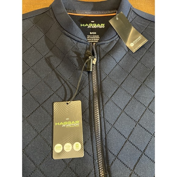 HAGGAR In Motion Quilted Look Zip-Front Vest Sz Small Navy NWT - Picture 2 of 9
